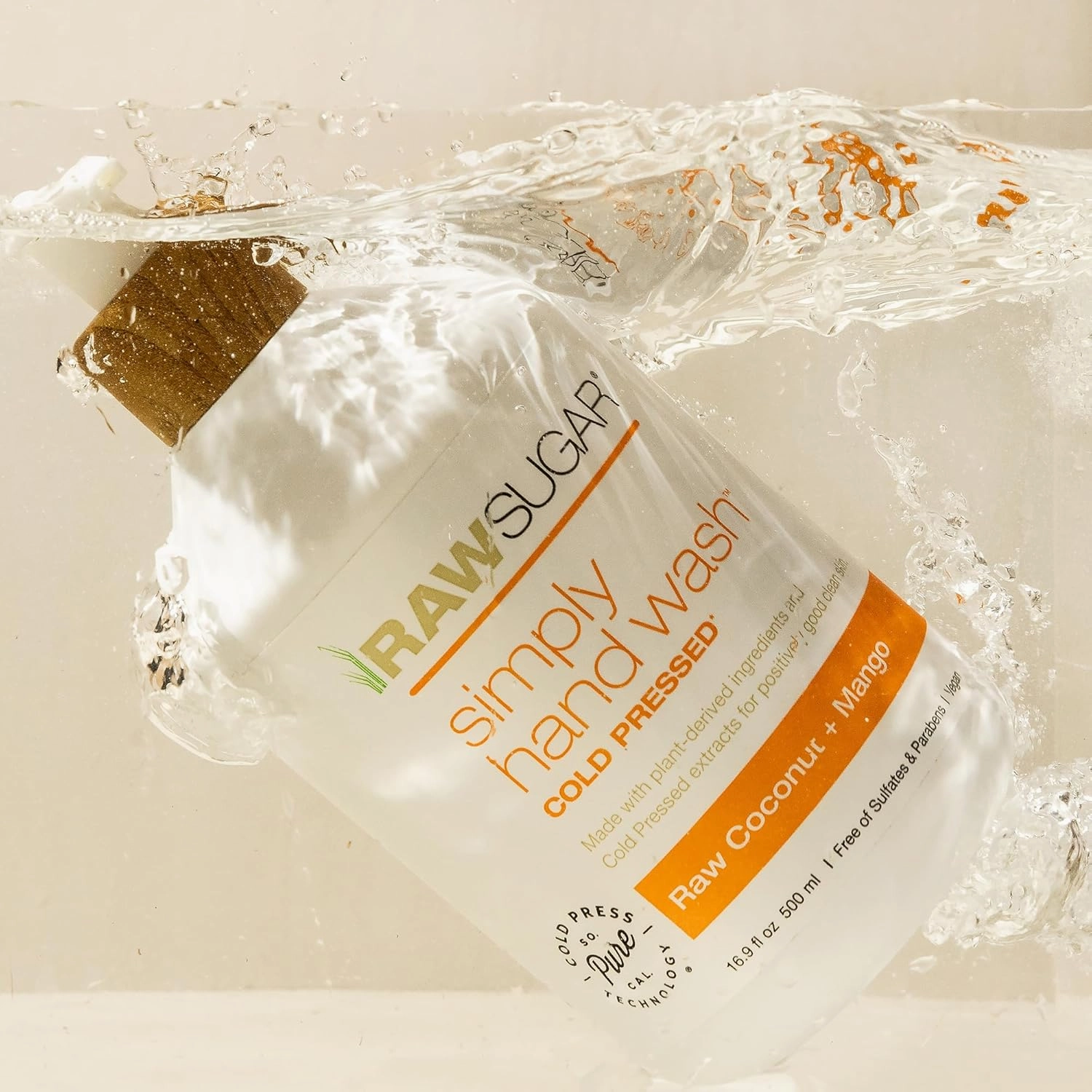 RAW SUGAR 6-Pack Liquid Hand Soap, Raw Coconut   Mango Simply Hand Wash, Moisturizing & Vibrant Aroma, Formulated without Parabens, Cruelty Free & Vegan - 16.9 Fl. Oz