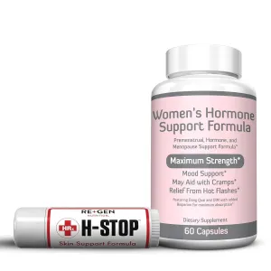 Re Gen Nutrition H Stop Lip Balm & Women's Hormone Balance Support with Shea Butter, Tea Tree, Vitamin E, Lemon Balm, Mood Swings and More for Clear and Healthy Skin, Discreet Blister Support Moisturi