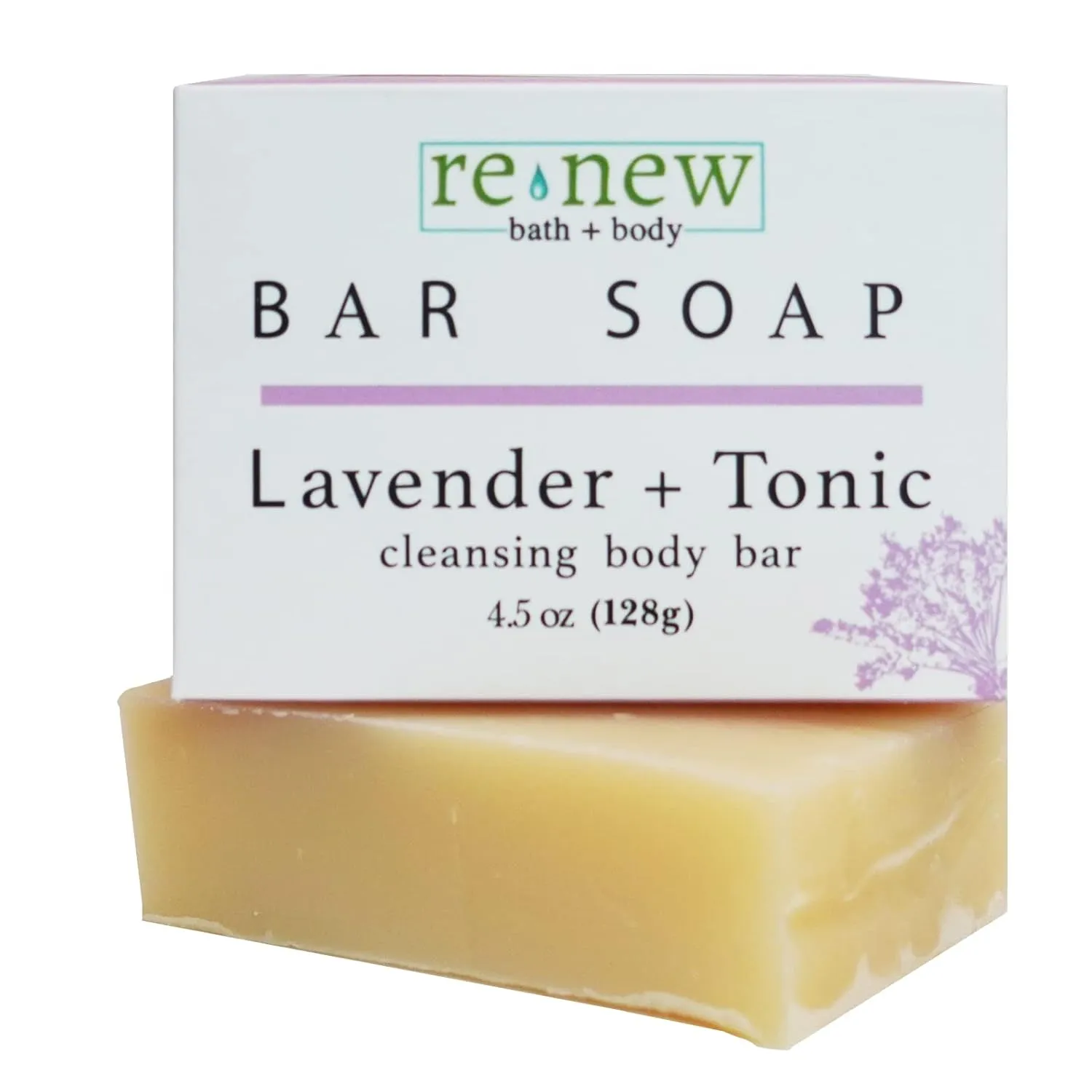 renew bath   body Natural Bar Soap, Lavender & Tonic, Handmade in the USA by Cold Process with a Moisturizing Oil Blend Infused with Shea Butter - 3 Pack, 4.5 ounce bars