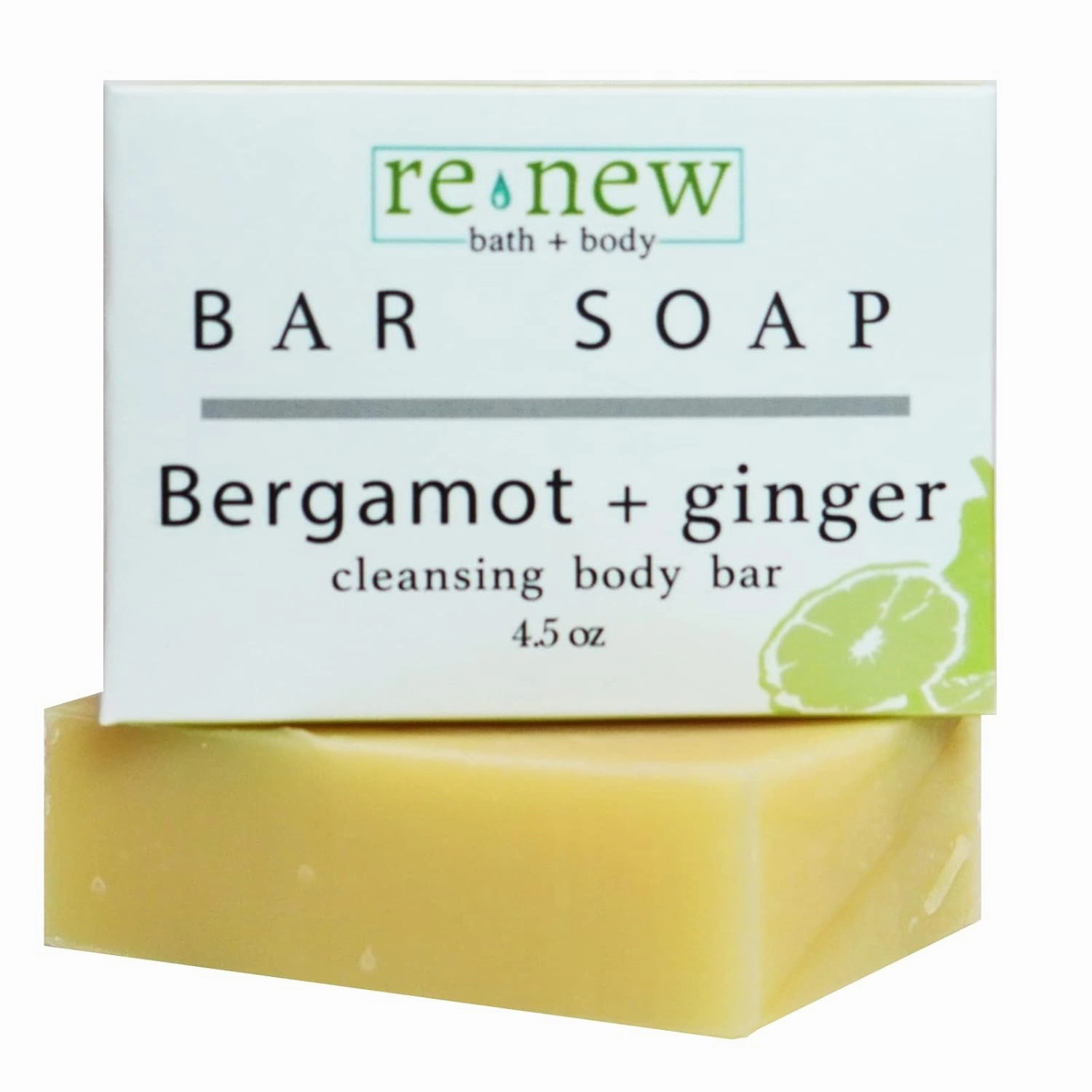 renew bath   body Natural Bar Soap, Bergamot & Ginger, Handmade in the USA by Cold Process with a Moisturizing Oil Blend Infused with Shea Butter - 5 Pack, 4.5 ounce bars