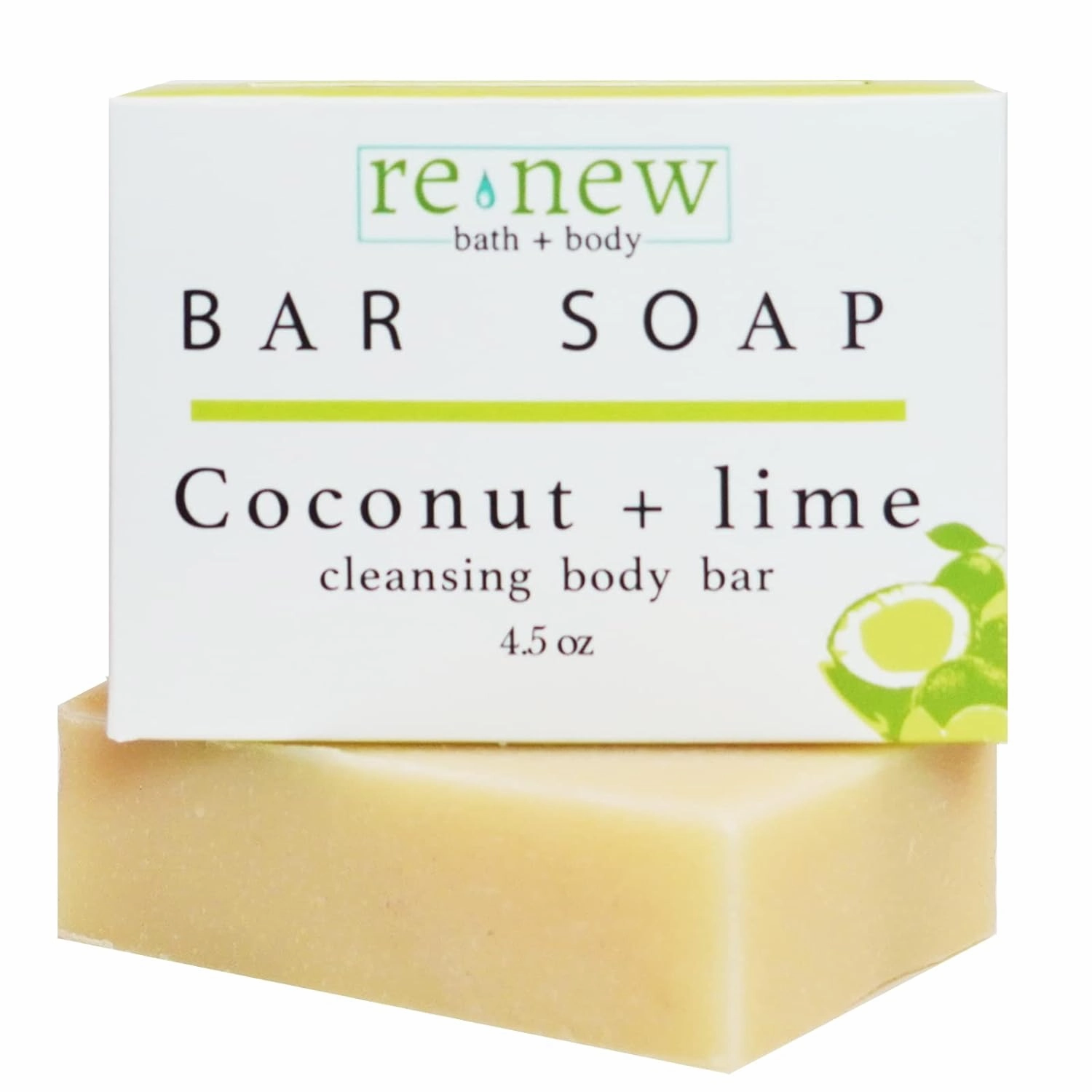 renew bath   body Natural Bar Soap, Coconut & Lime, Handmade in the USA by Cold Process with a Moisturizing Oil Blend Infused with Shea Butter - 3 Pack, 4.5 ounce bars