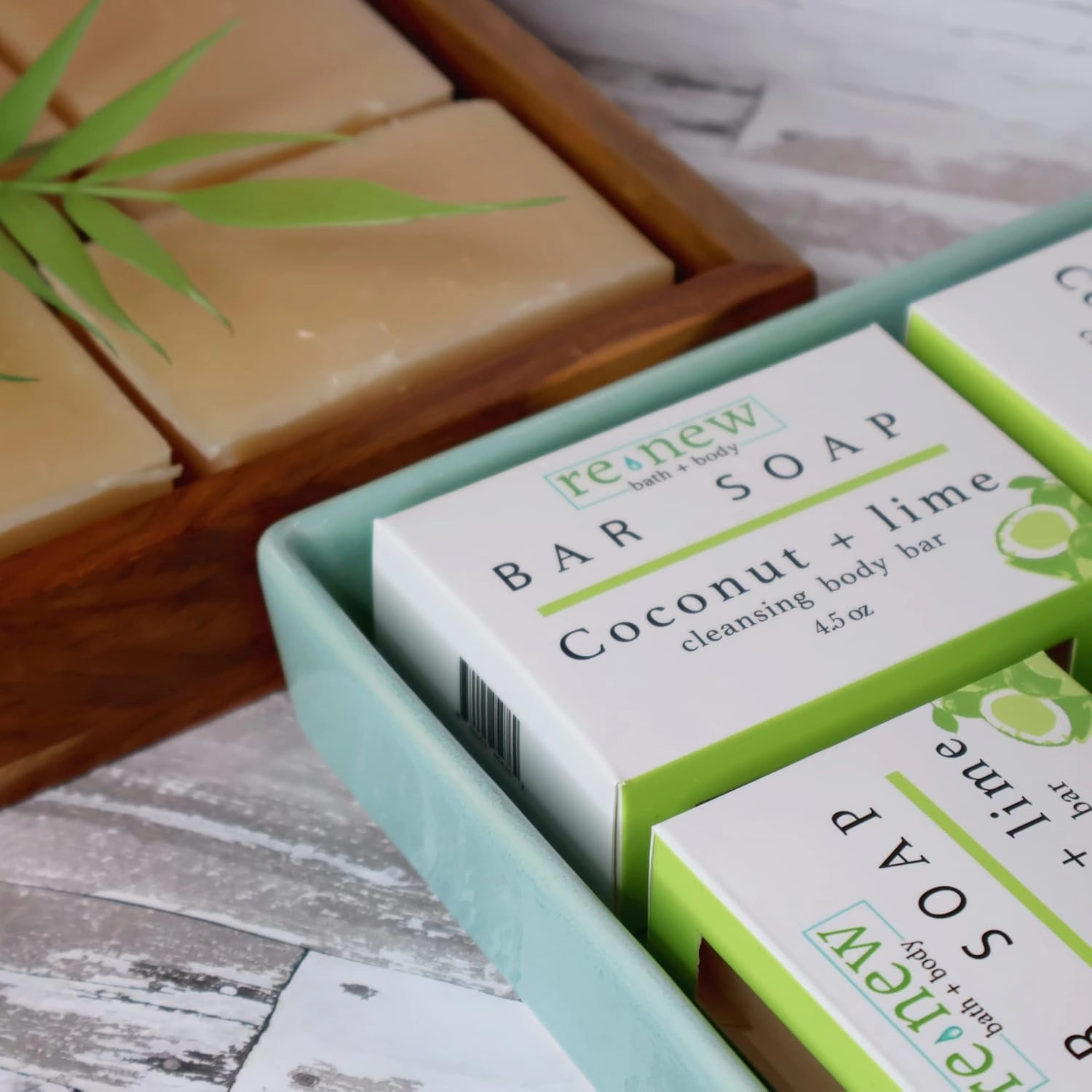 renew bath   body Natural Bar Soap, Coconut & Lime, Handmade in the USA by Cold Process with a Moisturizing Oil Blend Infused with Shea Butter - 3 Pack, 4.5 ounce bars