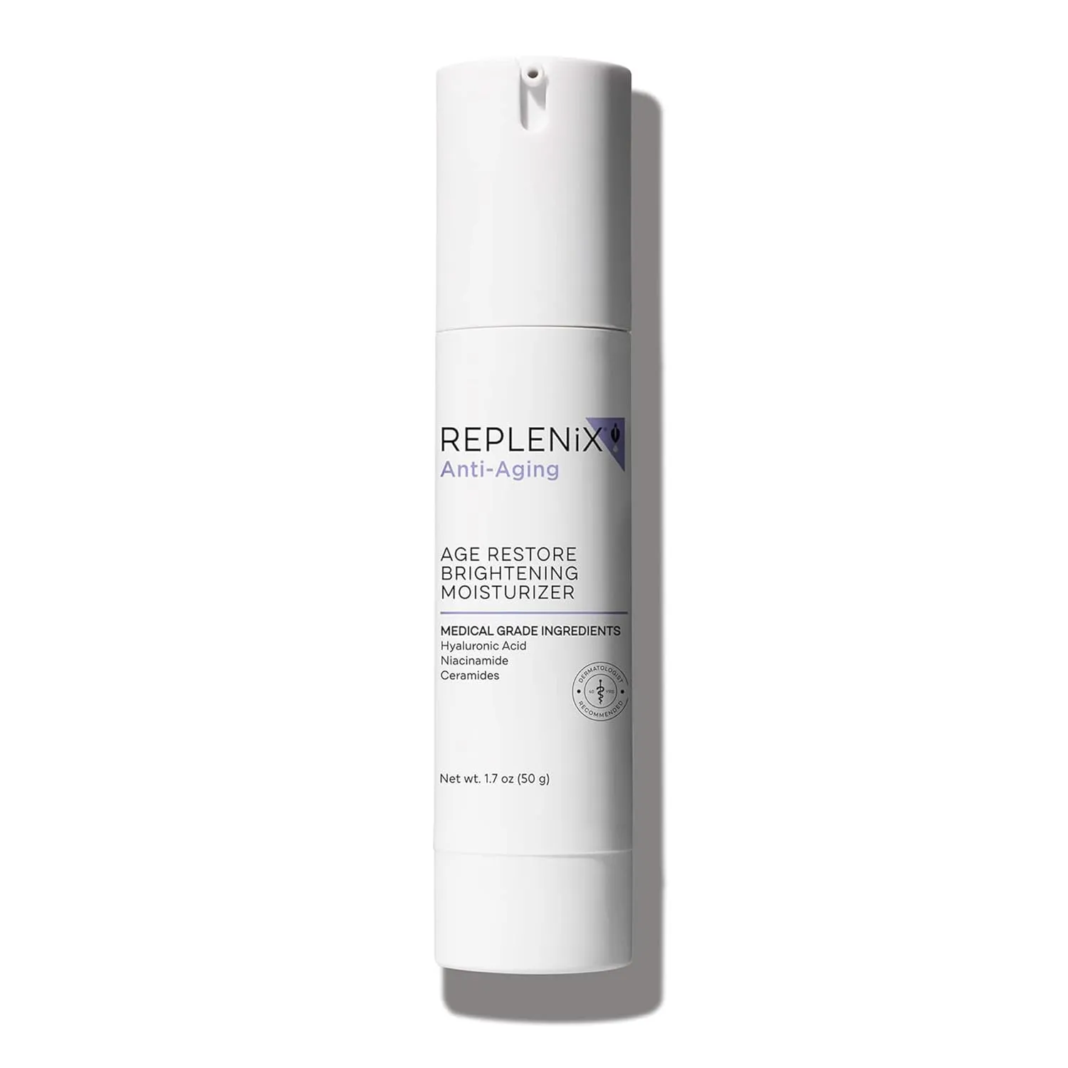 Replenix Age Restore Brightening Face Moisturizer with Hyaluronic Acid, Niacinamide & Ceramides, Medical-Grade Oil-Free Facial Cream for Mature Skin (1.7 oz)