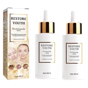 Restore Youth Nicotinamide Serum, Niacinamide Anti Wrinkle Serum with Hyaluronic Acid, Elastin, Deeply Moisturize Skin, Even Skin Tone, Restores Elasticity, Anti Aging (2Pcs, 40ml)