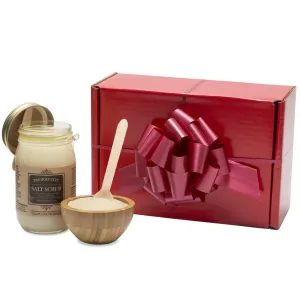 Revitalizing and Moisturizing Dead Sea Salt Scrub Gift Box Set with Wooden Bowl, Chemical-free Coconut Hand and Body Scrub Exfoliator 16 fl oz