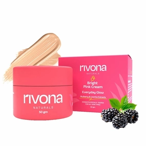 Riv.ona Naturals Bright Pink Face Cream | Long-Lasting Hydration Light make up look | Vegan | Niacinamide & Mulberry Extracts| Tinted moisturiser | 50 gm (Warm Beige, 50 g (Pack of 1))