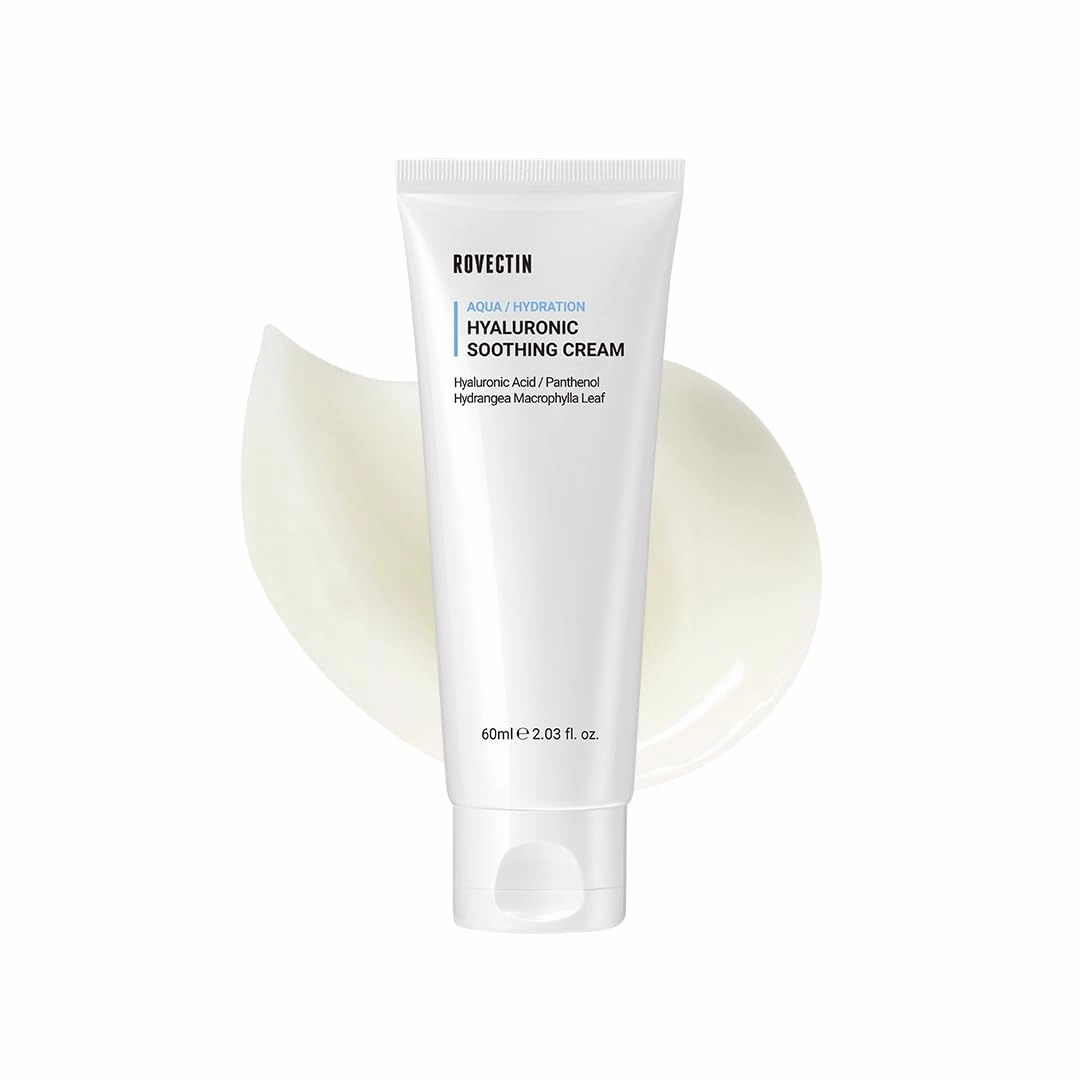 ROVECTIN Aqua Hyaluronic Soothing Cream - Skin Barrier Repair with Ceramide, Hyaluronic Acid, Niacinamide | Intense Hydrating Cream | Fragrance Free, Vegan, Korean Skincare (2.03 fl oz)