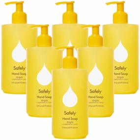 Safely Hand Soap, Bright 6 Pack – Moisturizing Liquid Hand Soap with Coconut Conditioning, Leaves Skin Soft and Smooth, Removes Dirt, Grease, and Impurities, Safe for Cold or Warm Water, 12 Fl Oz Each