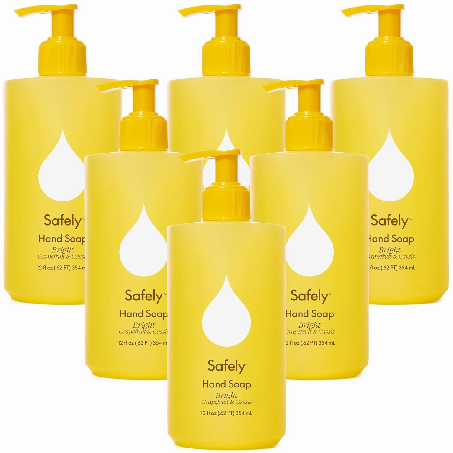 Safely Hand Soap, Bright 6 Pack – Moisturizing Liquid Hand Soap with Coconut Conditioning, Leaves Skin Soft and Smooth, Removes Dirt, Grease, and Impurities, Safe for Cold or Warm Water, 12 Fl Oz Each