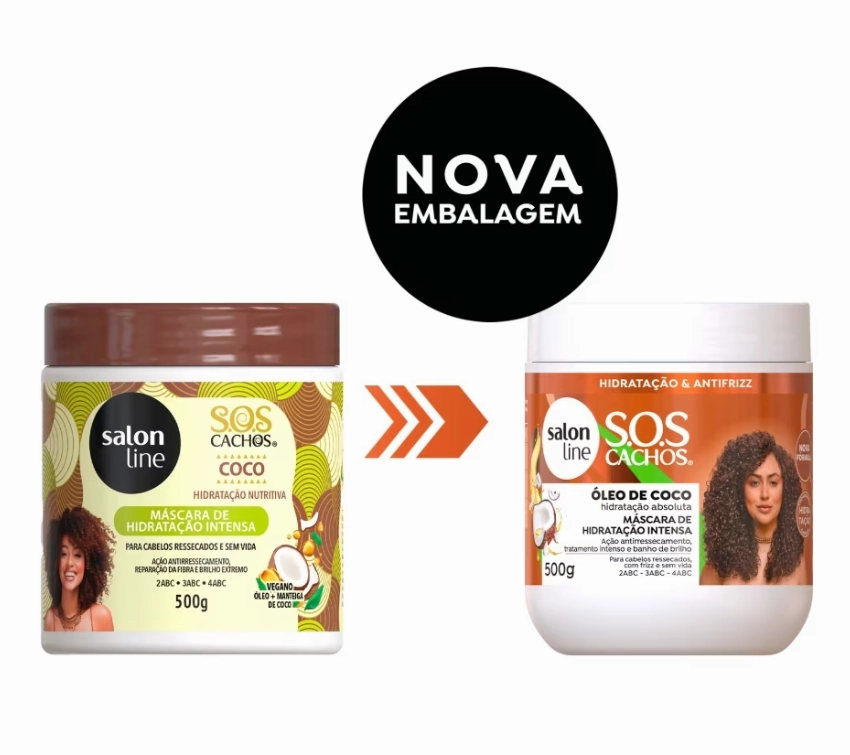 Salon Line SOS Curls Coconut Curly Wavy Deep Moisturizing Treatment Kit 4 Prod