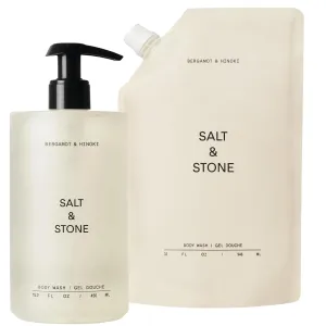 Salt & Stone Antioxidant-Rich Body Wash Bundle (15.2 Oz Bottle with Pump   32 Oz Refill Pouch) | Bergamot & Hinoki | Free From Parabens, Sulfates & Phthalates