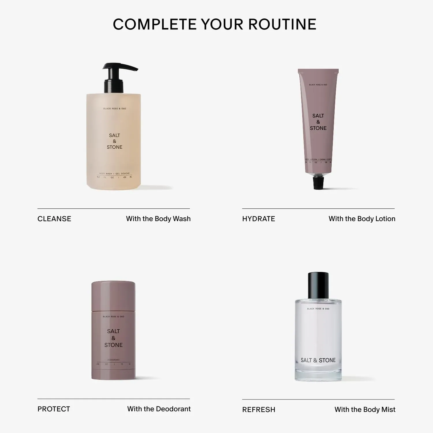 Salt & Stone Body Lotion for Women & Men | Hydrates, Nourishes & Softens Skin | Restores Dry Skin | Fast-Absorbing | Cruelty-Free & Vegan (100 ml) (Black Rose & Oud)