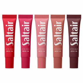 Saltair Hydrating Lip Oil Balm, Clear and Tinted Lip Gloss, Essentials Shades 5-Pack. Moisturizing Vegan Conditioning for Dry Cracked Lips with Glossy High-Shine Finish. Coconut Vanilla Flavor