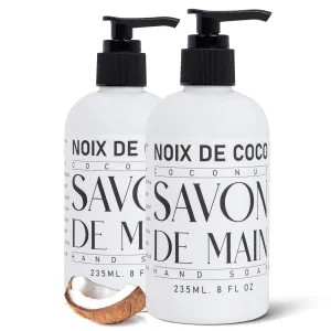 Savon De Main Premium Liquid Hand Soap | All Natural Hand Soap | Moisturizing | For Kitchen & Bathroom | 2 X 8 Ounce Bottles | Noix de Coco - Coconut