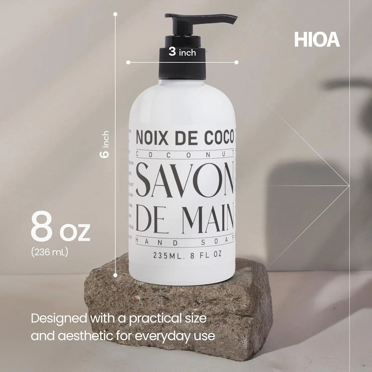 Savon De Main Premium Liquid Hand Soap | All Natural Hand Soap | Moisturizing | For Kitchen & Bathroom | 2 X 8 Ounce Bottles | Noix de Coco - Coconut