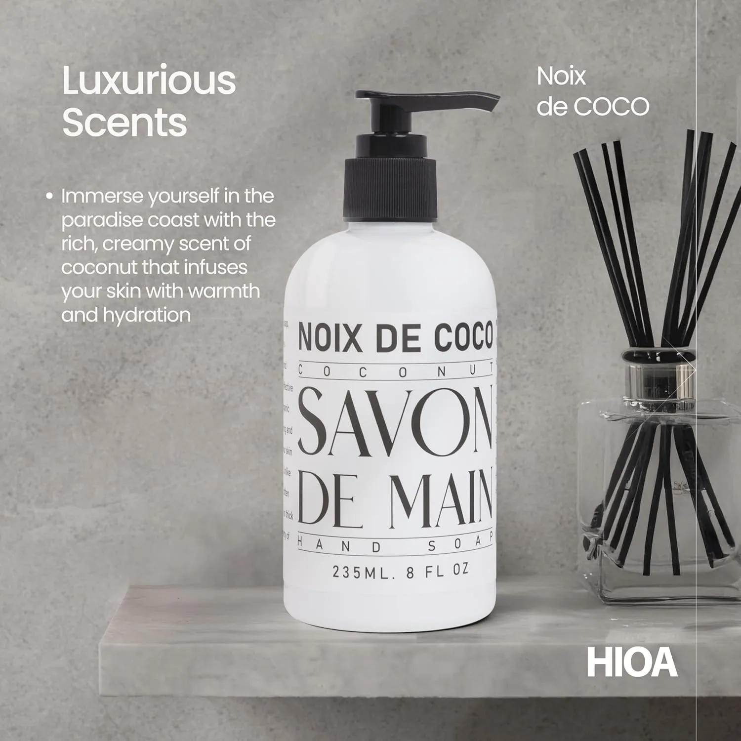 Savon De Main Premium Liquid Hand Soap | All Natural Hand Soap | Moisturizing | For Kitchen & Bathroom | 2 X 8 Ounce Bottles | Noix de Coco - Coconut
