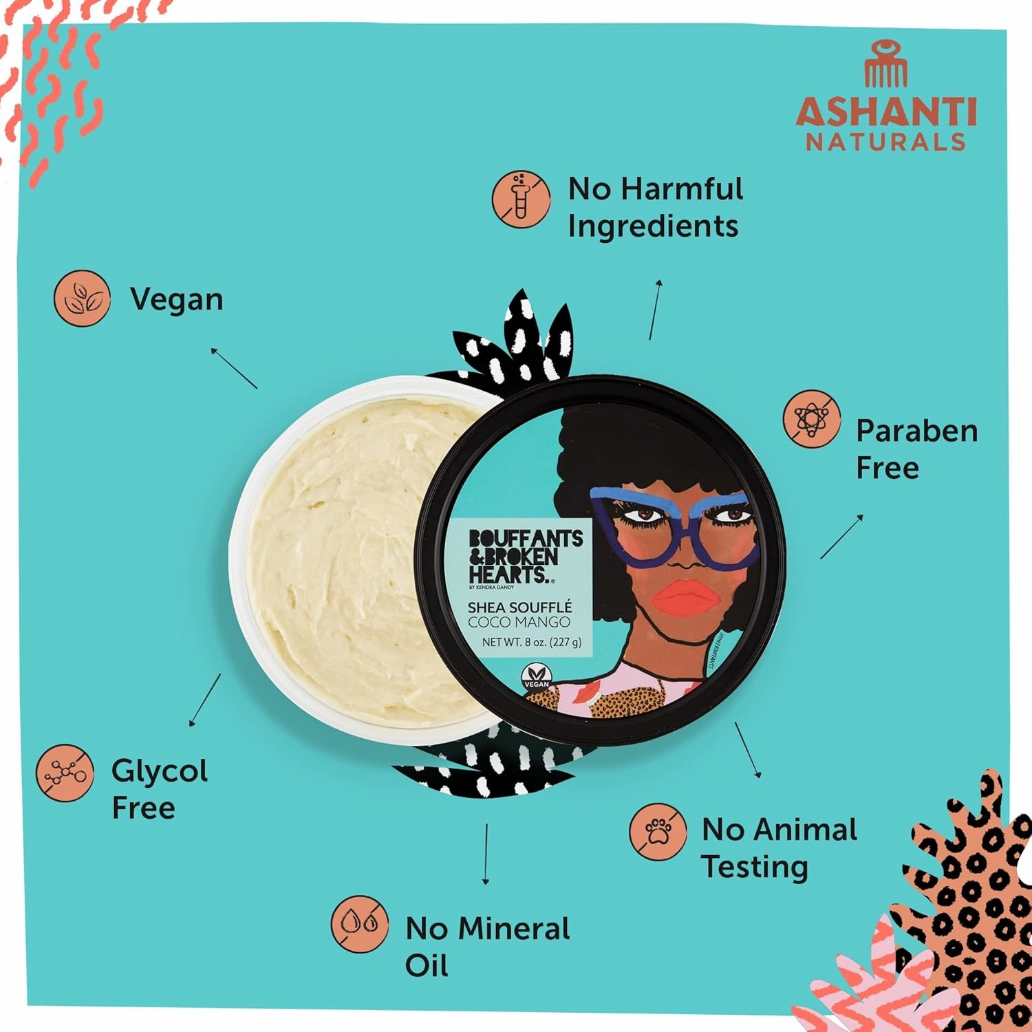 Scented Whipped Shea Butter for Skin | Moisturizing African Raw Shea Butter, Almond Oil and Coconut (Coco Mango Souffle, 8oz)