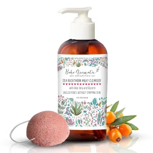 Sea Buckthorn Milky Face Wash – Gentle Daily Facial Cleanser with Aloe Vera – Brightening, Non-Drying, pH-Balanced Formula for Sensitive Skin & Pores – Natural Hydrating Skincare