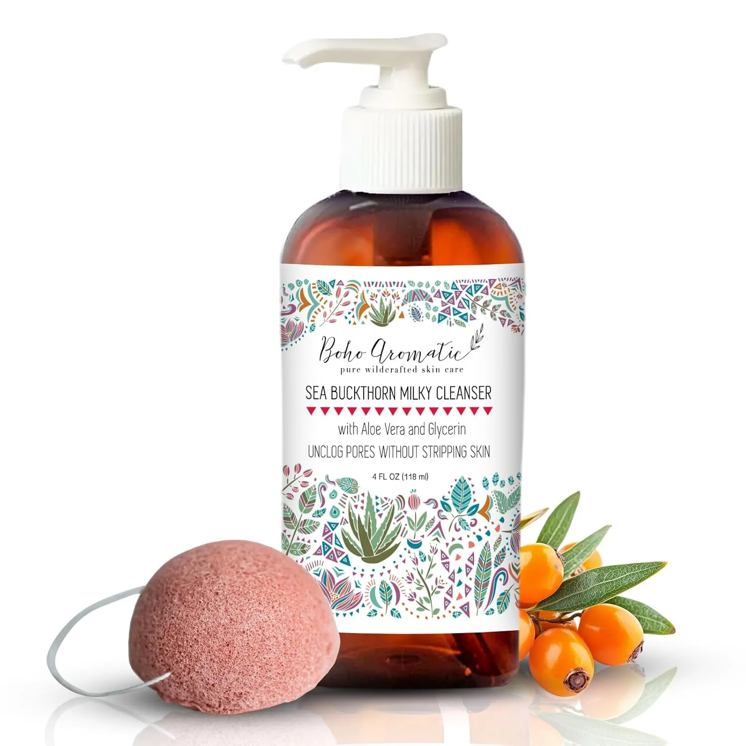 Sea Buckthorn Milky Face Wash – Gentle Daily Facial Cleanser with Aloe Vera – Brightening, Non-Drying, pH-Balanced Formula for Sensitive Skin & Pores – Natural Hydrating Skincare