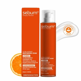 SEBUM Ultra Hydrant Moisturising Cream | 7.5% Vitamin C   Blueberry, Mulberry, Raspberry Extract & Argan Oil | Brightening & Radiance Boost for Uneven Skin Tone, Dull Skin, Hyperpigmentationc