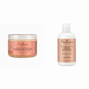 SheaMoisture Coconut Hibiscus Curling Gel Souffle 12 oz & Curl Style Milk 8 oz for Thick, Curly, Defined Hair