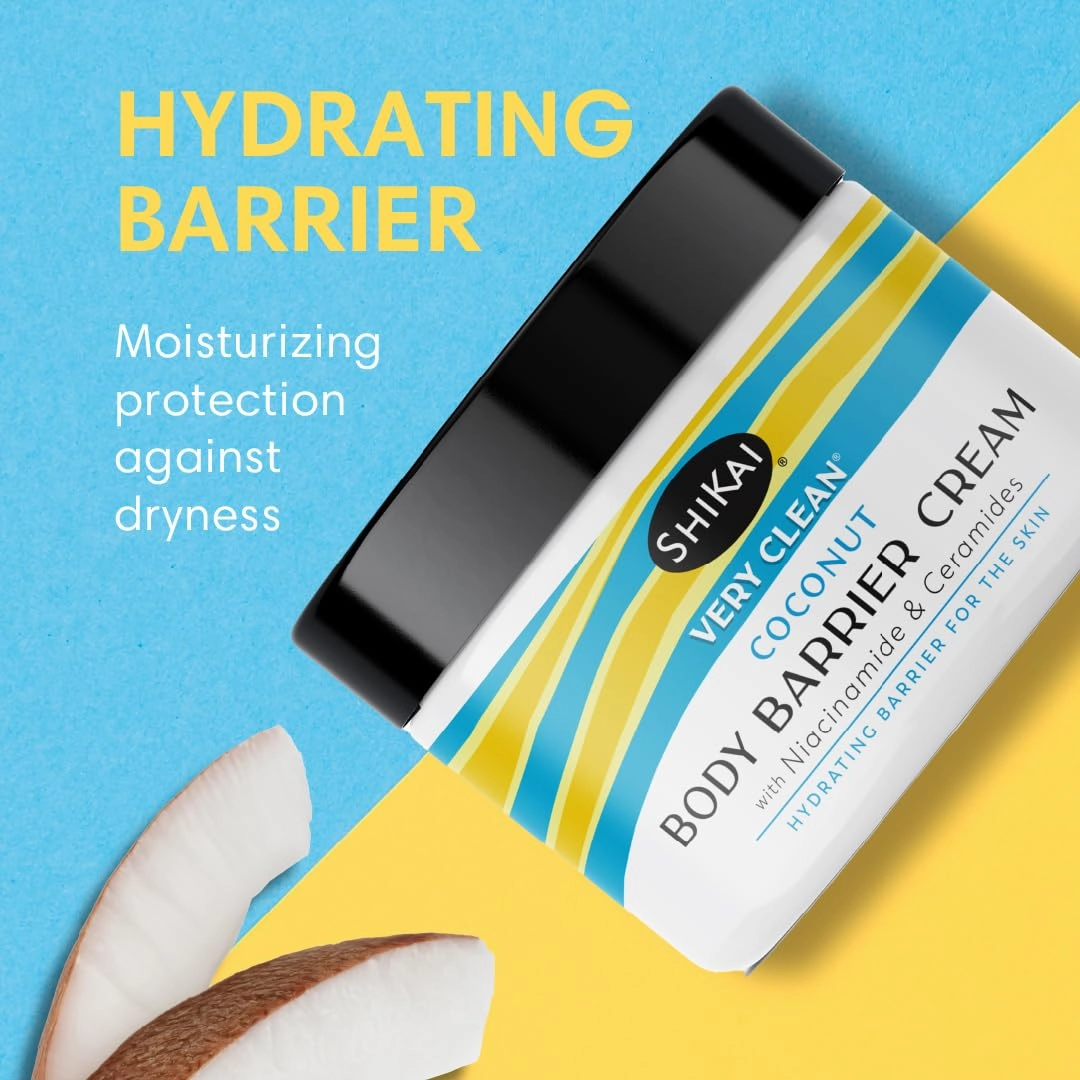ShiKai Very Clean Moisturizing Body Barrier Cream (Coconut, 4.5 oz) | Hydrating Barrier for the Skin | With Niacinamide, Ceramides, Shea Butter