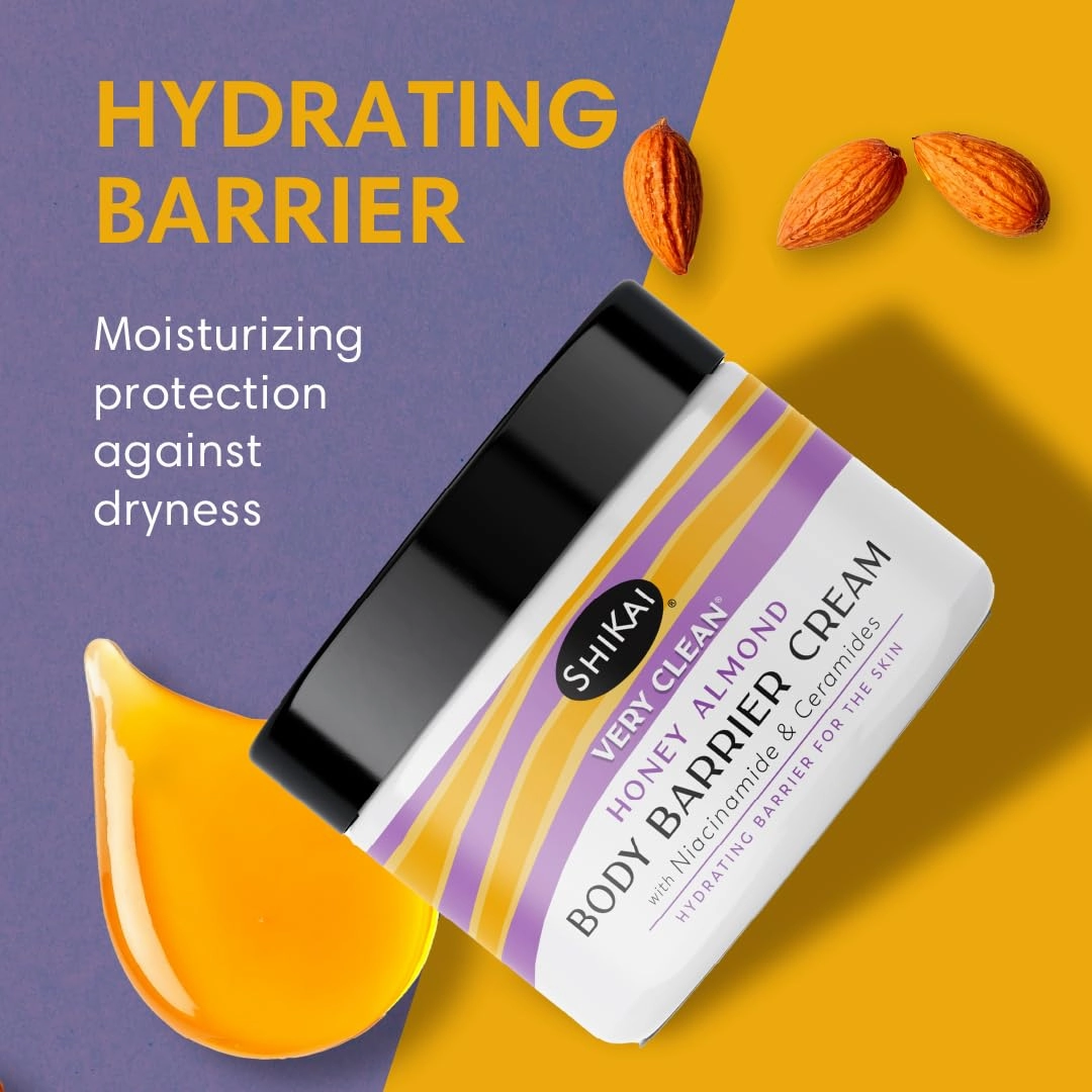 ShiKai Very Clean Moisturizing Body Barrier Cream (Honey Almond, 4.5 oz) | Hydrating Barrier for the Skin | With Niacinamide, Ceramides, Shea Butter