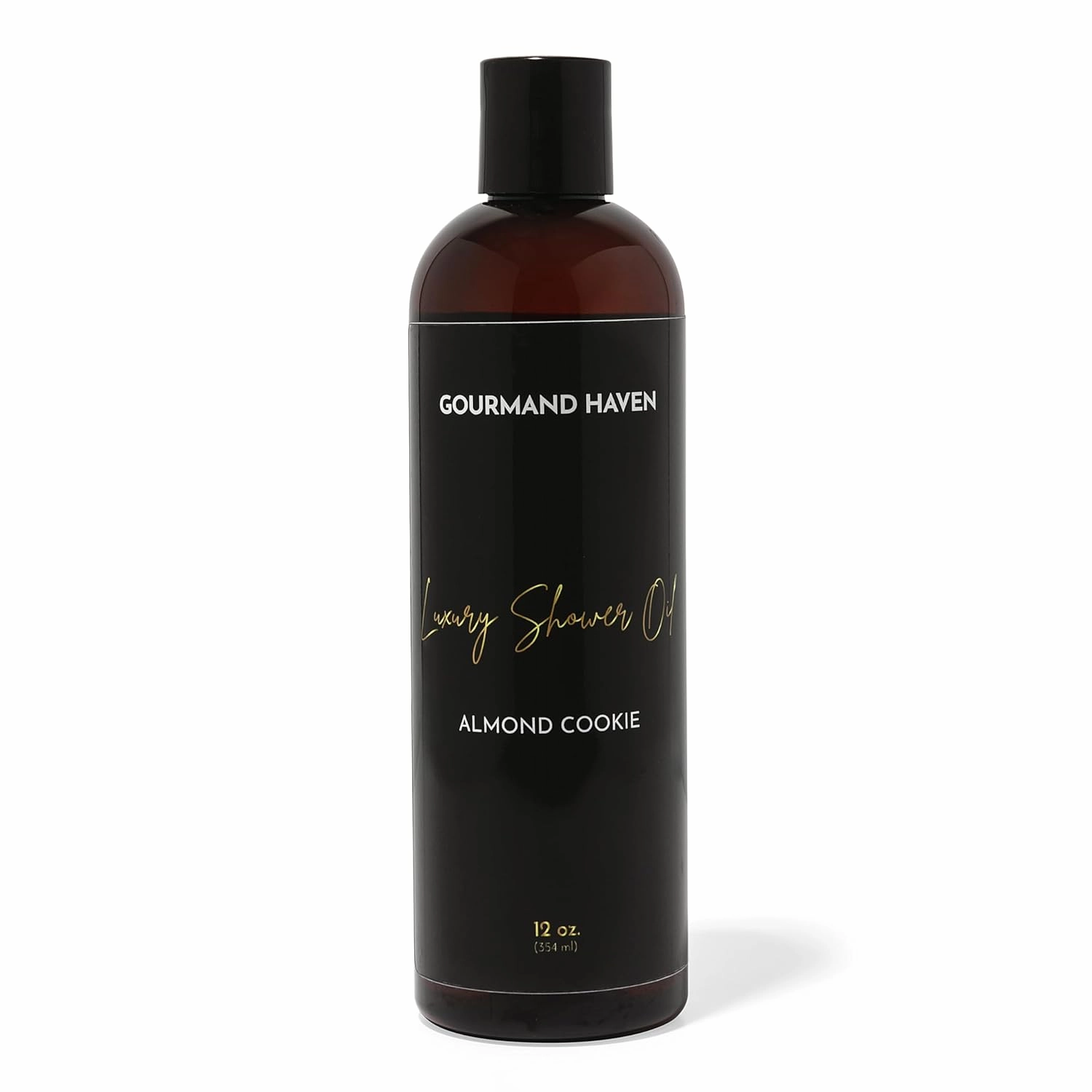Shower Oil - Moisturizing Body Wash, Almond Cookie Scent - Hydrating Bath Gel for Women and Men - With Coconut, Jojoba and Argan - 12 Fl Oz