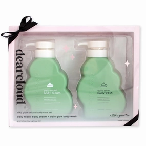 Silky Glow Deluxe Body Care Set - Body Lotion   Body Wash - Hyaluronic Acid, Amino Acids, Niacinamide & Vitamin C Self Care Gift Set (Matcha Green Tea)