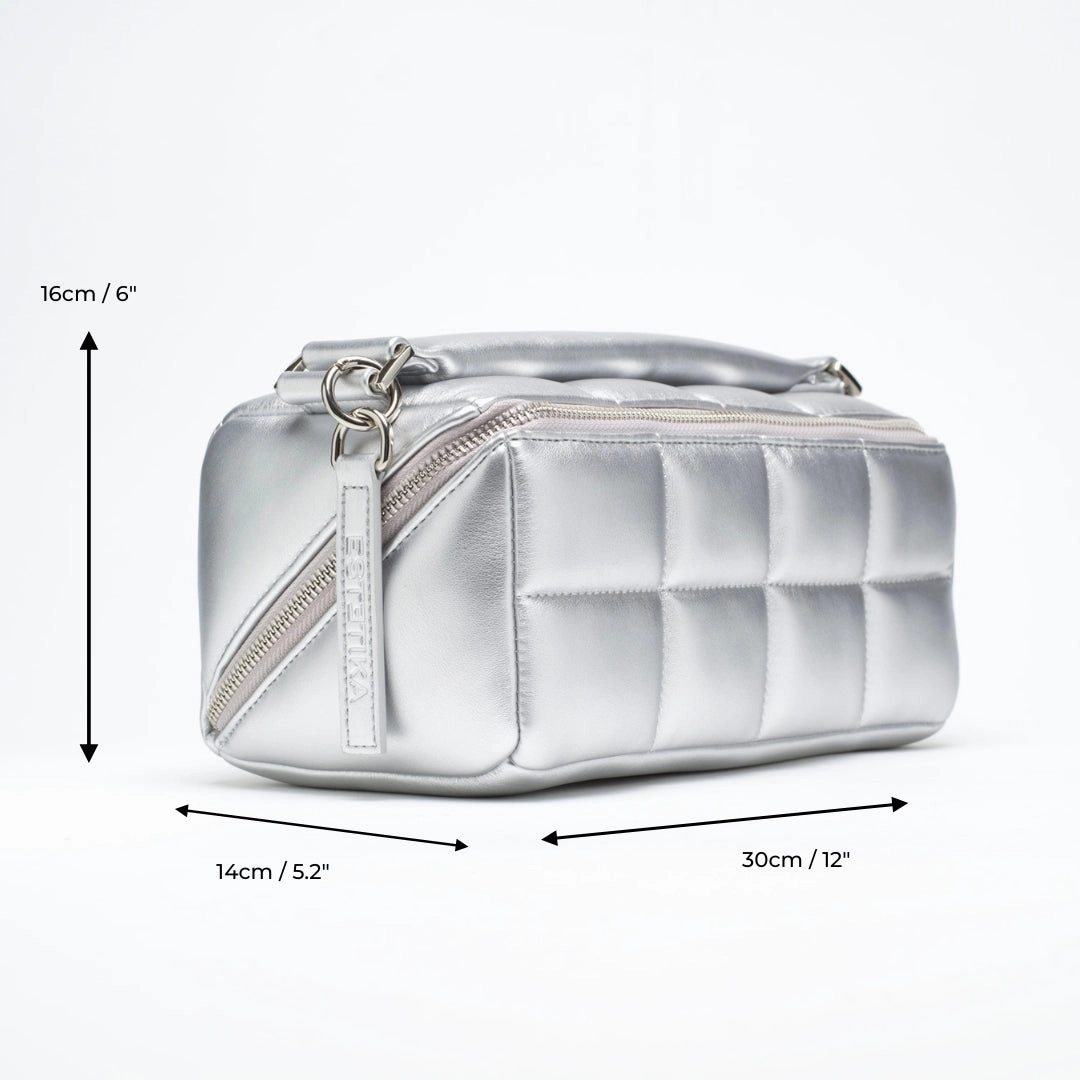 Silver Makeup Bag - Luxury Designer Cosmetic Case - The HOMEE