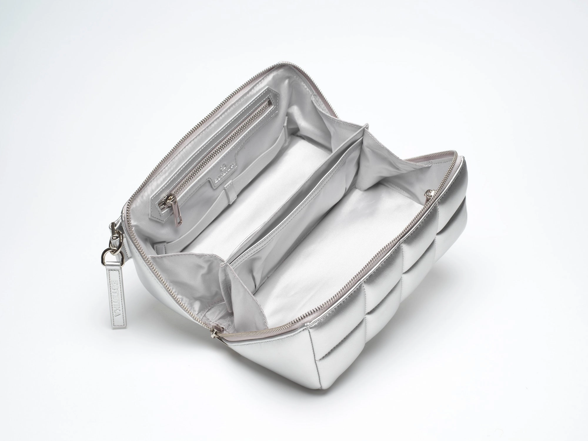 Silver Makeup Bag - Luxury Designer Cosmetic Case - The HOMEE