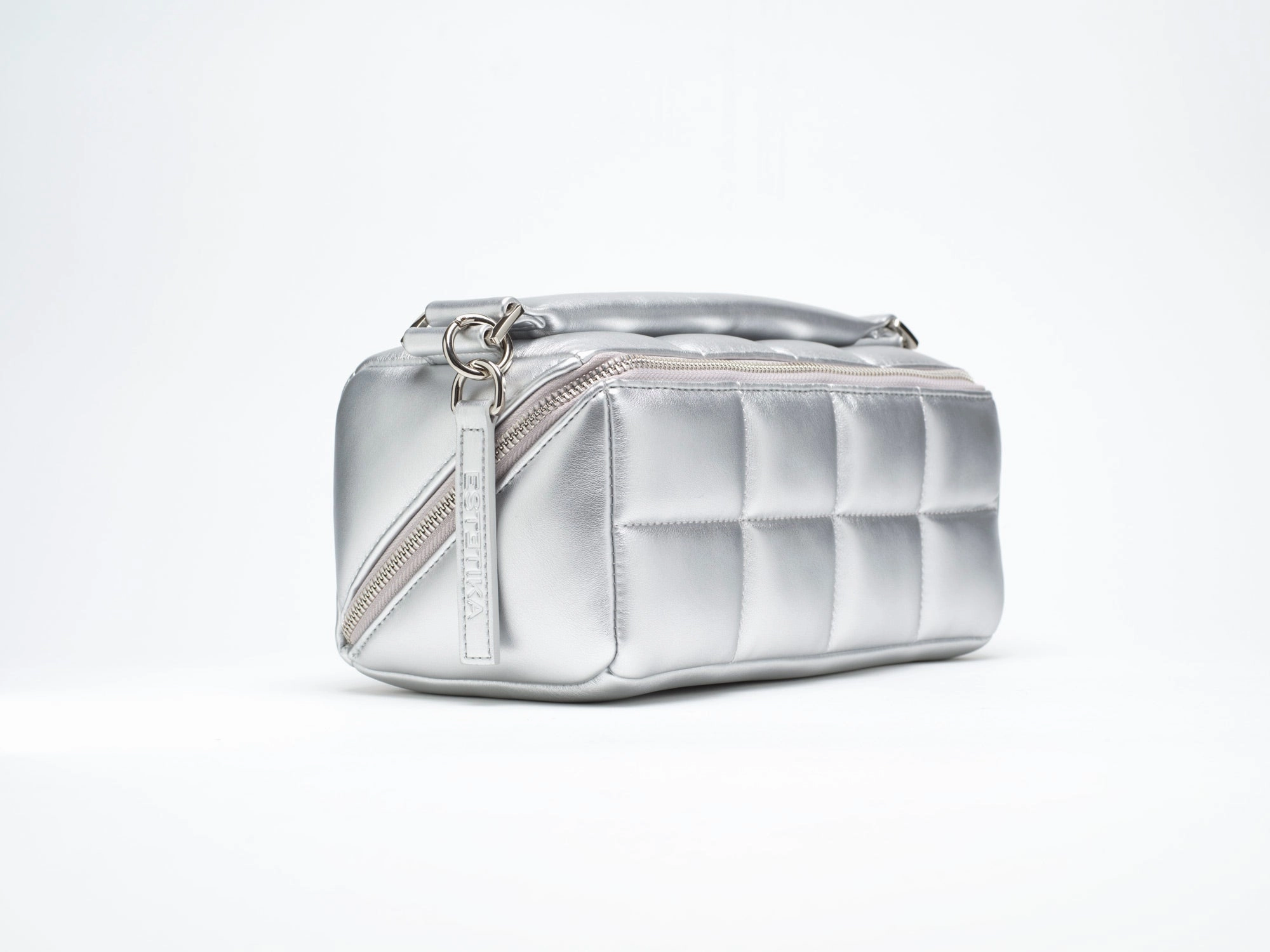 Silver Makeup Bag - Luxury Designer Cosmetic Case - The HOMEE