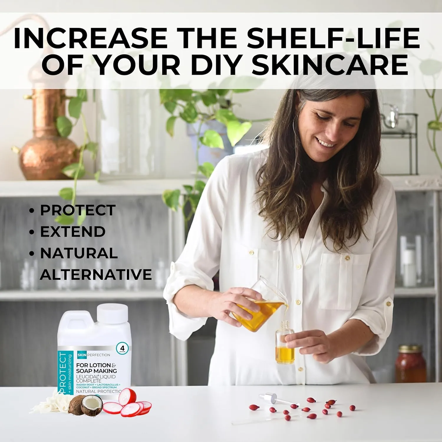 Skin Perfection Leucidal Liquid Complete - Ideal Water Based Moisturizer & Lotion Making Supplies - Natural Preservative Alternative with Root Ferment Filtrate, Lactobacillus & Coconut Fruit Extract