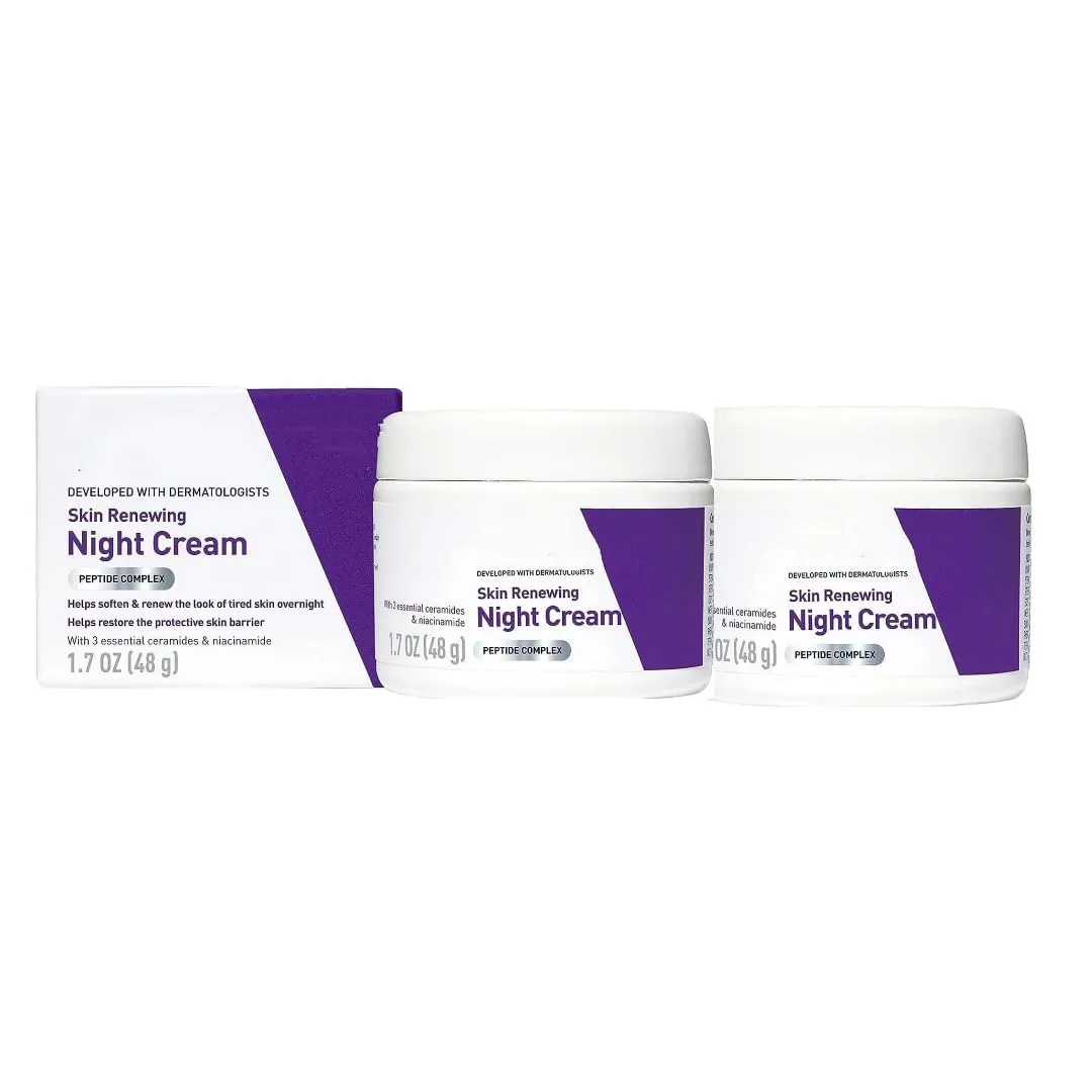 Skin Renewing Night Cream | (1.7 Ounce Each) | 3 pack for Face with Hyaluronic Acid & Niacinamide | Fragrance Free (BEST CHOICE) (3)