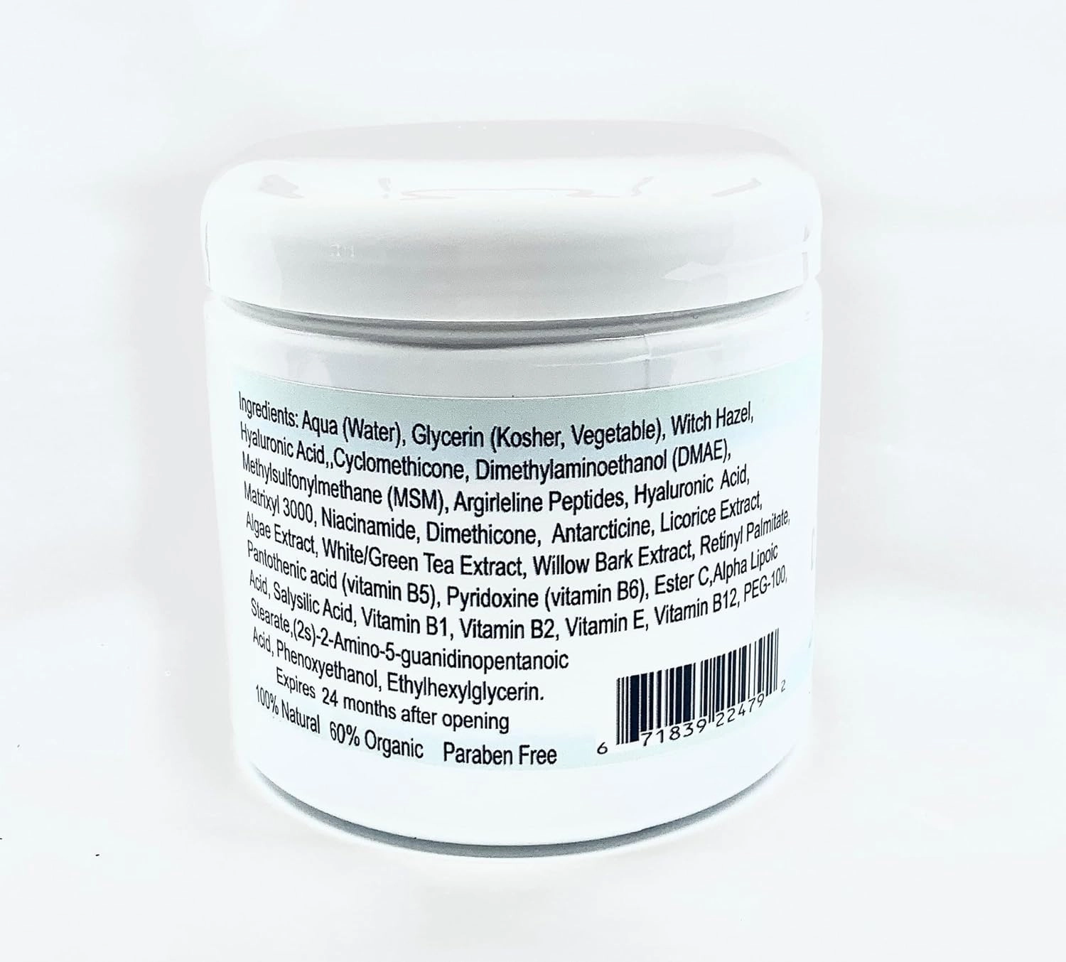 Skin Care OIL FREE-DMAE MSM NIACIN Firming Cream, 100% Pure Hyaluronic Acid, Argireline, Matrixyl 3000