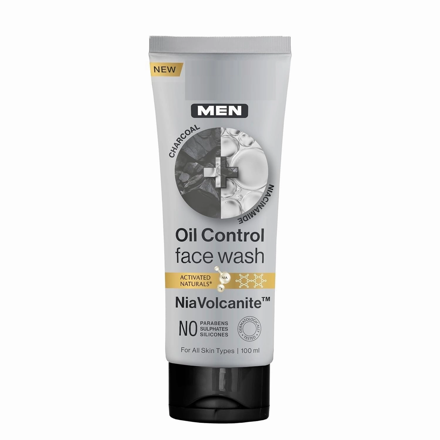 Skin Science MEN CHARCOAL   NIACINAMIDE Oil-Control Face Wash | Absorbs Excess Oil & Deep Cleanses | No Sulphates, Parabens, or Silicones | 100ml