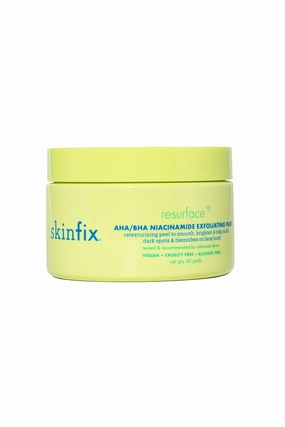 Skinfix Resurface  AHA/BHA Niacinamide Exfoliating Pads: 2% Salicylic Acid (BHA)   AHAs & Niacinamide to Target Rough Texture, Spots, Fine Lines & Acne-Prone Skin, 60 Pads