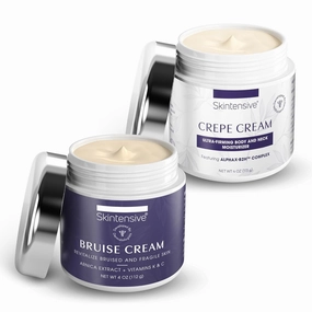 SKINTENSIVE Bruise Cream   Crepe Cream Bundle, Non-Greasy Moisturizer for Bruise-Prone, Thin, or Crepey Skin, With Niacinamide, Hyaluronic Acid, and Botanicals, Dermatologist Developed