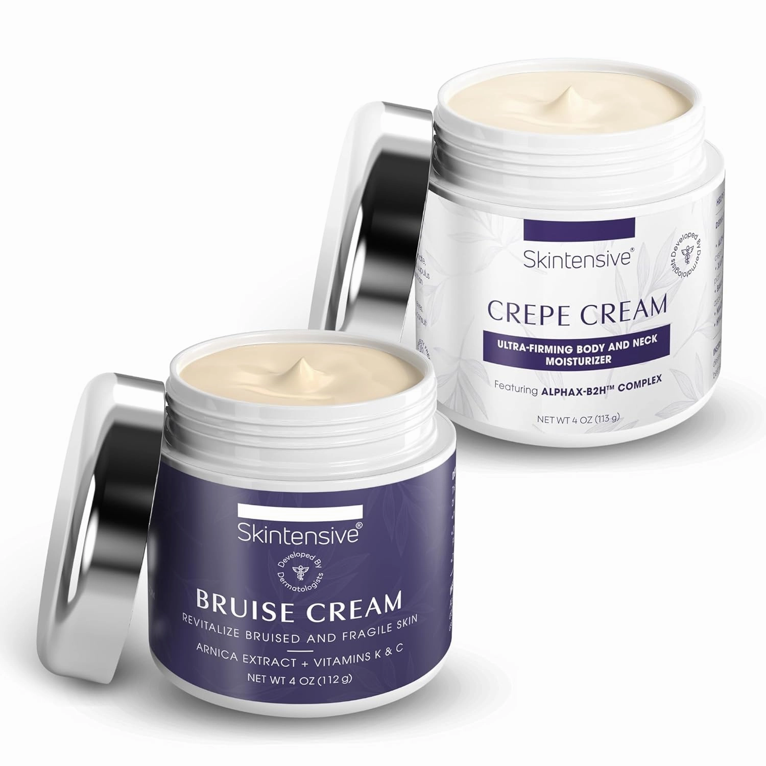 SKINTENSIVE Bruise Cream   Crepe Cream Bundle, Non-Greasy Moisturizer for Bruise-Prone, Thin, or Crepey Skin, With Niacinamide, Hyaluronic Acid, and Botanicals, Dermatologist Developed