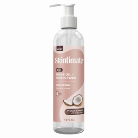 Skintimate 2-in-1 Shave Oil & Moisturizer, Coconut Bliss, 7.3oz | Shaving Oil, After Shave for Women Bikini Area Moisturizer with Vitamin E and Aloe, Shaving Cream Alternative, 7.3 fl oz