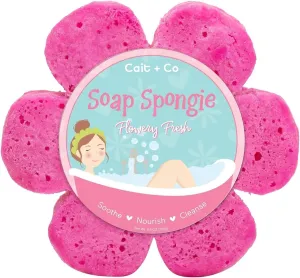 Soap Infused Body Sponge for Bath and Shower, 6.5 Ounce Scrubber with Moisturizing Shea Butter, Flowery Fresh