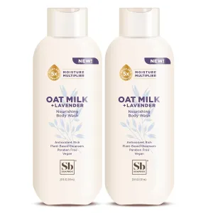 Soapbox Body Wash, Oatmilk & Lavender Liquid Body Wash, Moisturizing Soap with Shea Butter, Vegan Duo Pack of 2 Soap Bottles, 20oz Each