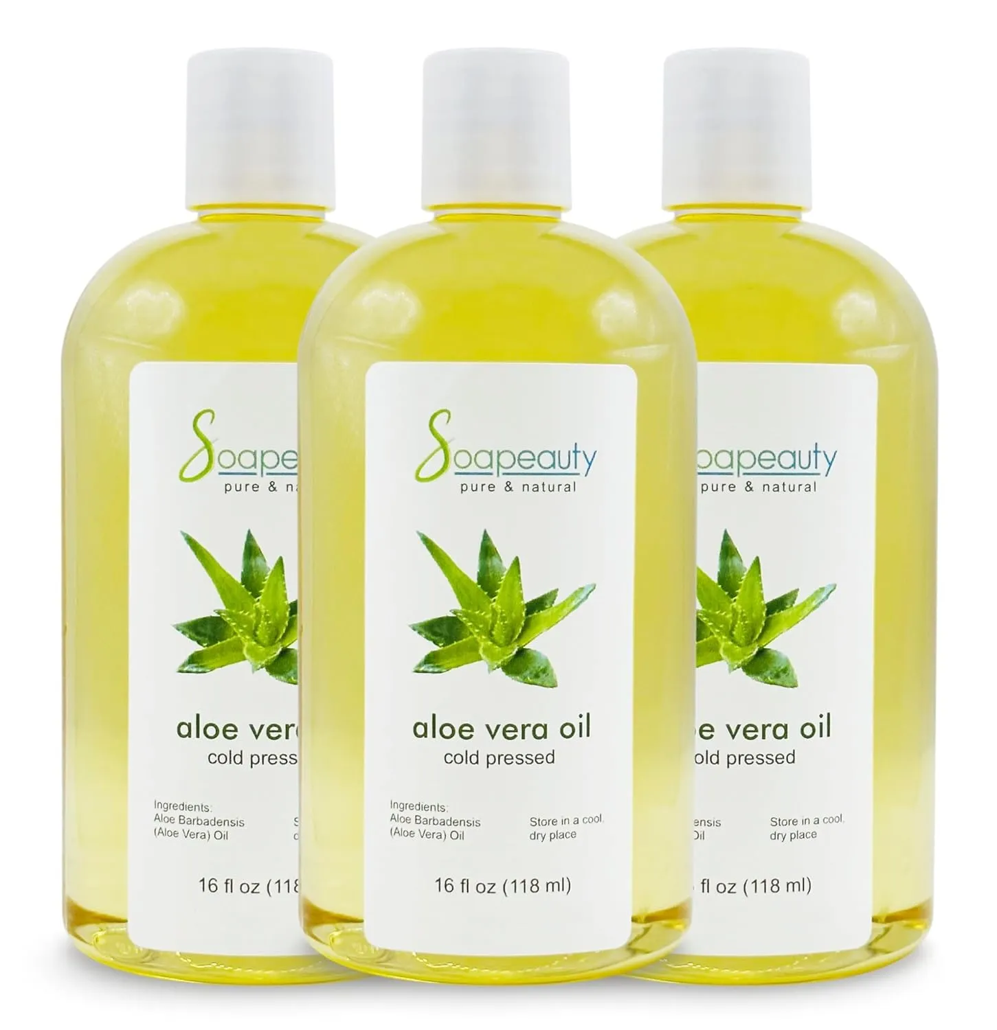 Soapeauty ALOE VERA OIL for Skin, Face, Hair | Moisturizes and Soothes | 100% Natural Oil Cold Pressed - 48 Fl Oz (3 x 16 Fl Oz)