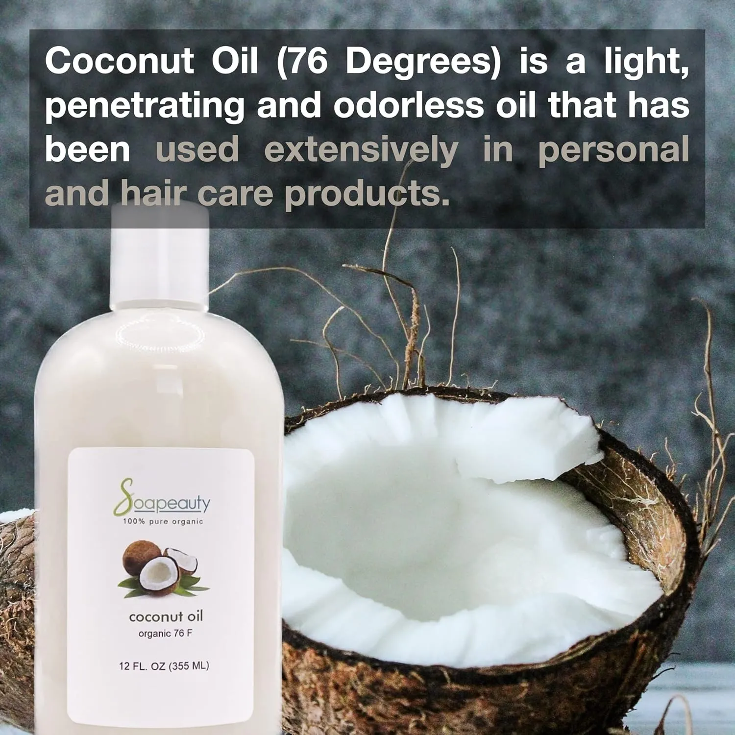 Soapeauty Coconut Oil 76 Degree Cold Pressed | Natural Carrier Oil for Candle Making & Soap Making, Face, Skin Care, Hair Care | (16 Oz)