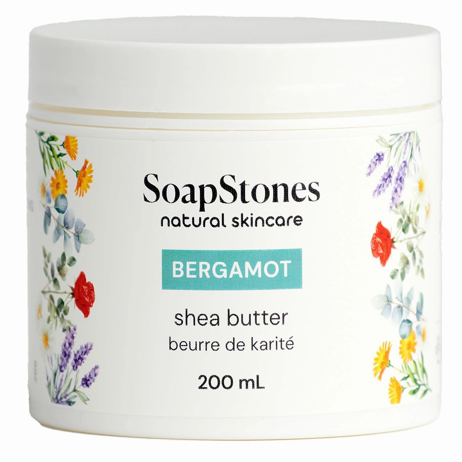 Soapstone Bergamot Body Butter – 200ml Jar of Organic Shea Butter with Coconut Oil for Deep Moisturizing