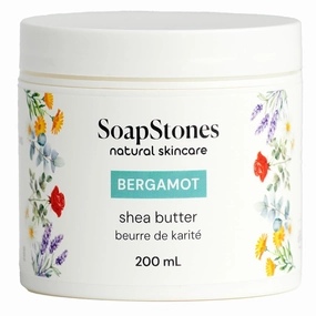 Soapstone Bergamot Body Butter – 200ml Jar of Organic Shea Butter with Coconut Oil for Deep Moisturizing