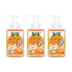 SoF Hydrating Foaming Hand Wash - With Organic Agave Nectar & Coconut Oil- Vegan & Non GMO- Free From Phthalates, Sulfates & Parabens- Orange Blossom & Honey - 8 oz Bottle 3 Pack