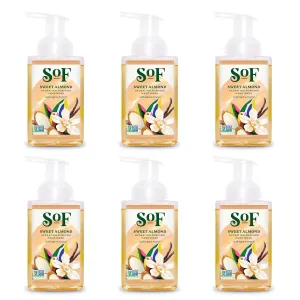 SoF Hydrating Foaming Hand Wash - With Organic Agave Nectar & Coconut Oil- Vegan & Non GMO- Free From Phthalates, Sulfates & Parabens- Sweet Almond - 8 oz Bottle 6 Pack