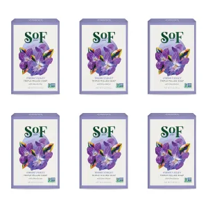 SoF Triple Milled Bar Soap - With Coconut Oil & Organic Shea Butter- Vegan & Non GMO- Free From Phthalates, Sulfates & Parabens- Fresh Violet- 6 oz Bar 6 Bars