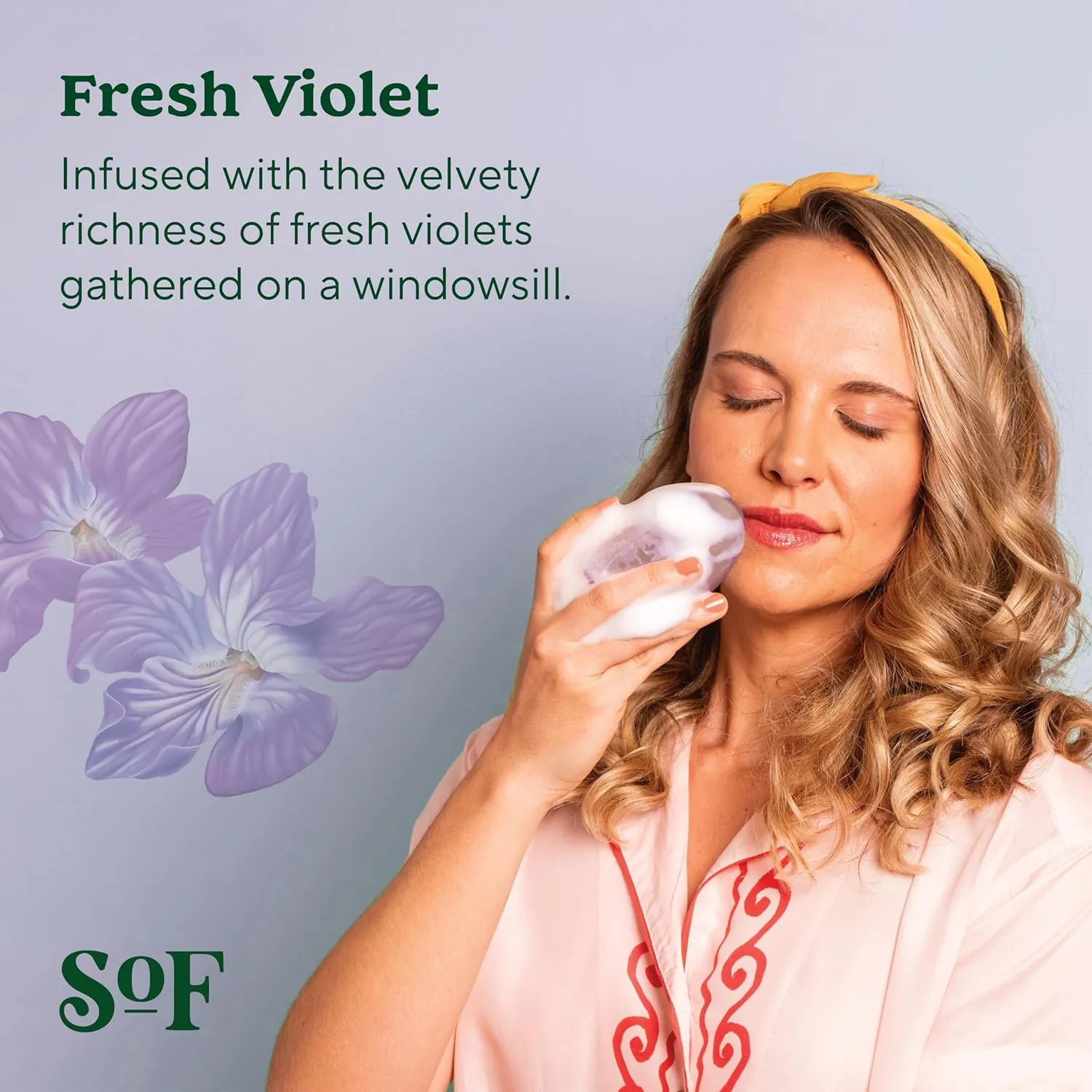 SoF Triple Milled Bar Soap - With Coconut Oil & Organic Shea Butter- Vegan & Non GMO- Free From Phthalates, Sulfates & Parabens- Fresh Violet- 6 oz Bar 6 Bars